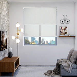 Double Roller Blinds Bond Blockout Chalk & Elite Sunscreen White - 1789872647