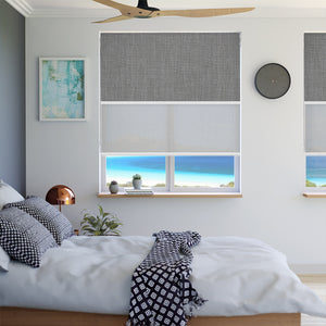 Double Roller Blinds Bond Blockout Concrete & Elite Sunscreen Concord - 1780629515