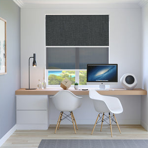 Double Roller Blinds Bond Blockout Granite & Elite Sunscreen Coal - 1752830840