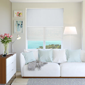 Double Roller Blinds Bond Blockout Ice & Elite Sunscreen White - 1785761193