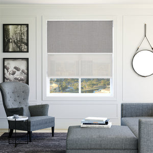 Double Roller Blinds Bond Blockout Taupe & Elite Sunscreen Whisper - 1729499427