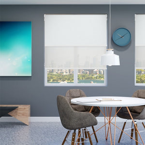 Double Roller Blinds Elite Blockout Dove & Elite Sunscreen White - 1753011501